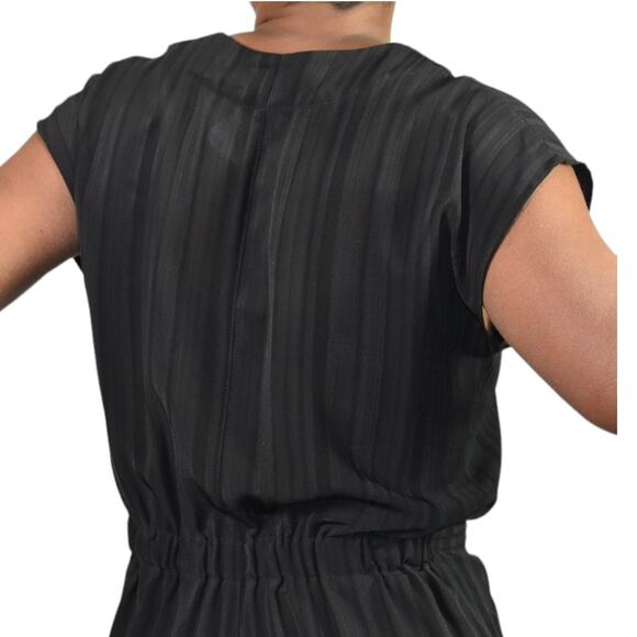 Miriam Ponsa Jumpsuit Black Sheer Asymmetric Zip Relaxed Trouser Size Small - Picture 5 of 15